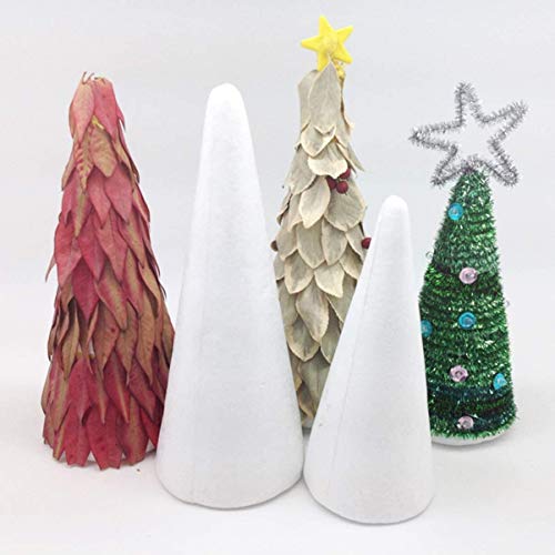 PRETYZOOM 12pcs Foam Cones for DIY Crafts 24cm White Polystyrene F...