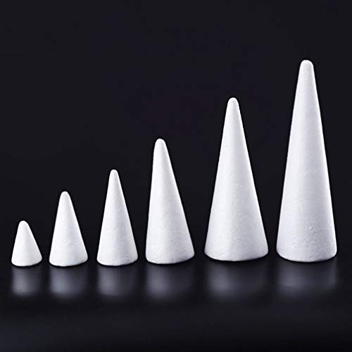 PRETYZOOM 12pcs Foam Cones for DIY Crafts 24cm White Polystyrene F...