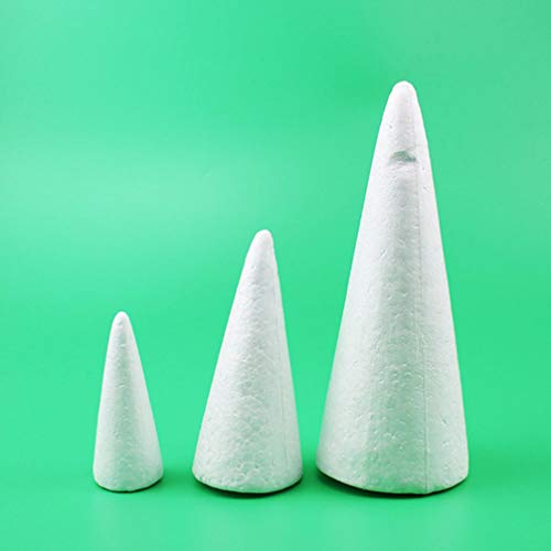 PRETYZOOM 12pcs Foam Cones for DIY Crafts 24cm White Polystyrene F...