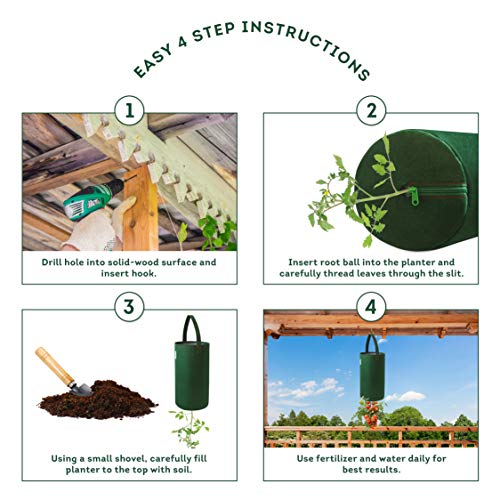 Pri Gardens Upside Down Tomato Planter, 2- Pack Hooks Included ...