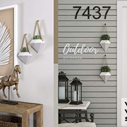 Geometric Ceramic Hanging Planters | Set of 2 | Modern Indoor & Ou...