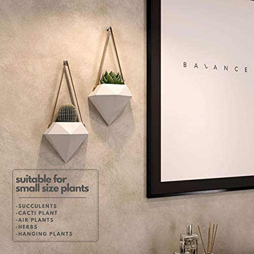 Geometric Ceramic Hanging Planters | Set of 2 | Modern Indoor & Ou...