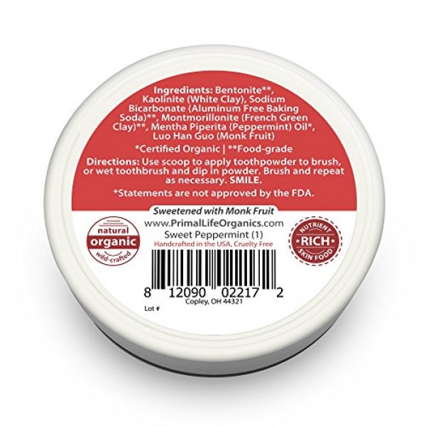 Dirty Mouth Organic Sweet Toothpowder BEST All Natural - Tooth Pow...