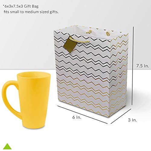 6x7.5x3 12 Pcs. Metallic Gold Paper Gift Bags with Handles, Chevr...