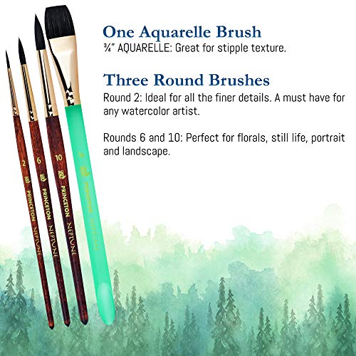 Princeton Neptune Professional Watercolor Brushes 4750 Series - 4p...