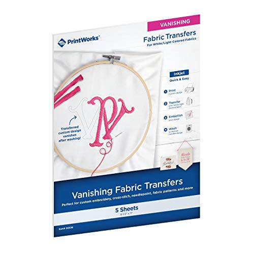 Printworks Vanishing Embroidery Transfers, for White/Light-Colored...