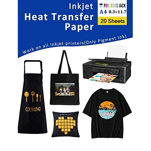 Iron-On Heat Transfer Paper for Dark Fabric 20 Pack 8.3x11.7 T-Sh...