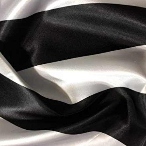 Black & White 2 Wide Stripe - Faux Silk Charmeuse Polyester Satin...