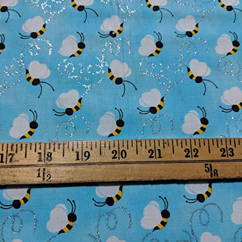 Novelty Fabrics - Bees Glitter - Cotton Fabric