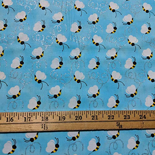 Novelty Fabrics - Bees Glitter - Cotton Fabric