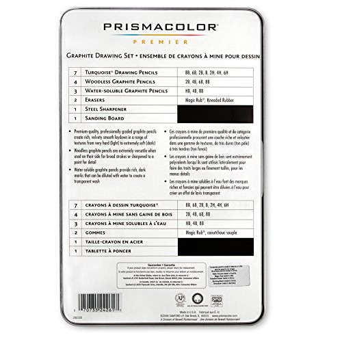 Prismacolor 24261 Premier Graphite Drawing Pencils with Erasers & ...