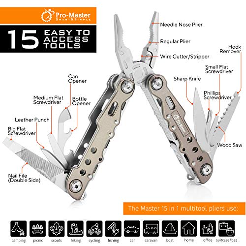 15in1 Multitool Pocket Knife - Portable Heavy Duty Folding Utility...