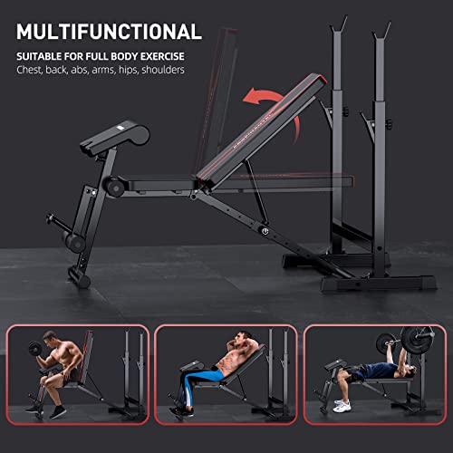 Adjustable Weight Bench, Olympic Workout Bench, Barbell Bench Pres...