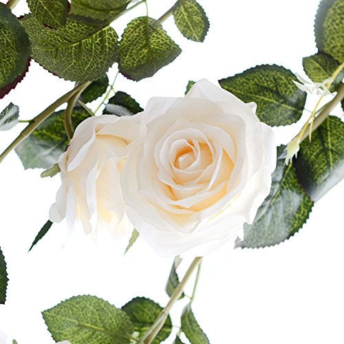 PROKTH Fake Creamy Rose Vine Garland, Artificial Flower, Decorativ...