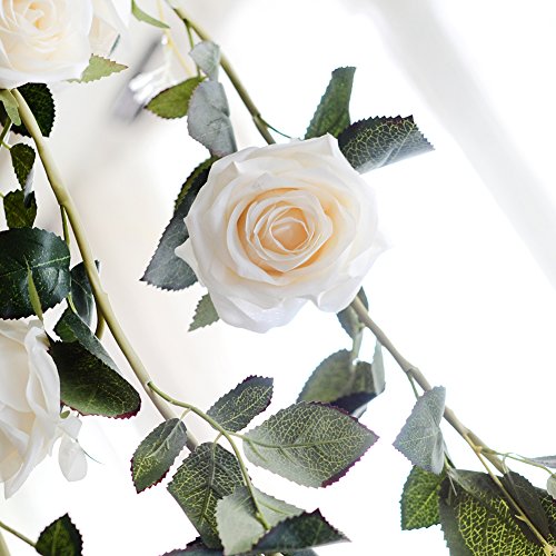PROKTH Fake Creamy Rose Vine Garland, Artificial Flower, Decorativ...