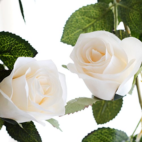 PROKTH Fake Creamy Rose Vine Garland, Artificial Flower, Decorativ...