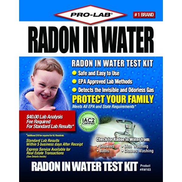 PRO-LAB Radon In Water Do It Yourself DIY Test Kit RW103