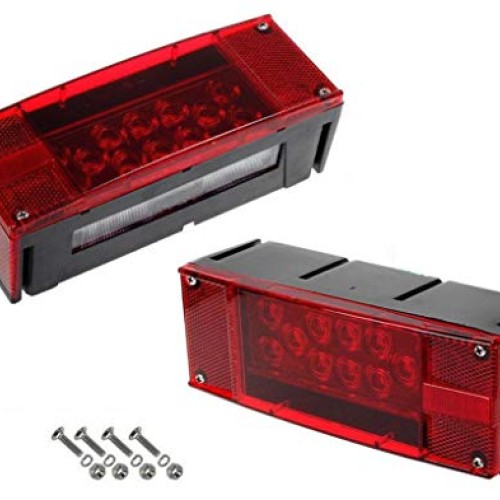 Left+Right LED Boat Trailer Light Waterproof Red Trailer Boat Rect...