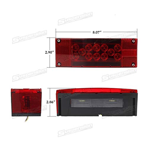 Left+Right LED Boat Trailer Light Waterproof Red Trailer Boat Rect...