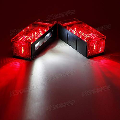 Left+Right LED Boat Trailer Light Waterproof Red Trailer Boat Rect...