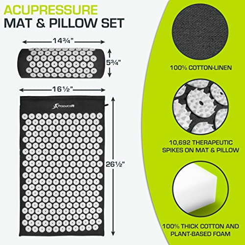 ProsourceFit Acupressure Mat and Pillow Set for Back/Neck Pain Rel...