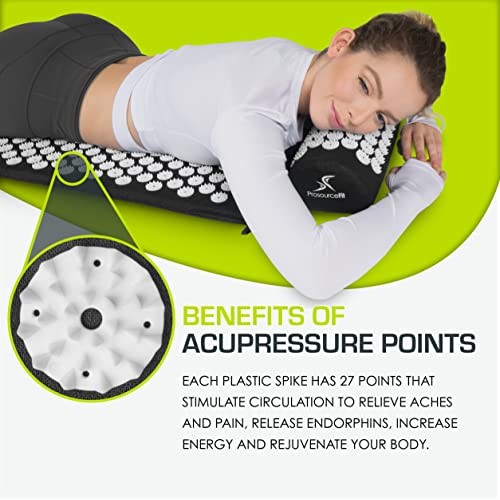 ProsourceFit Acupressure Mat and Pillow Set for Back/Neck Pain Rel...