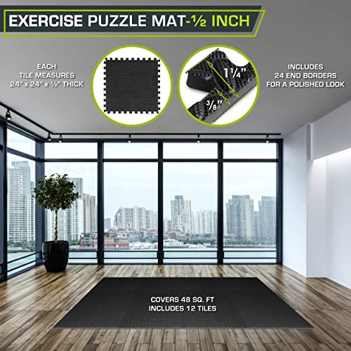 ProsourceFit Exercise Puzzle Mat ½ inch, EVA Foam Interlocking Til...