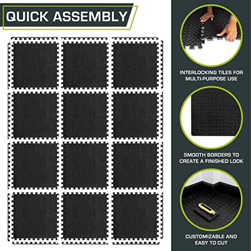ProsourceFit Exercise Puzzle Mat ½ inch, EVA Foam Interlocking Til...