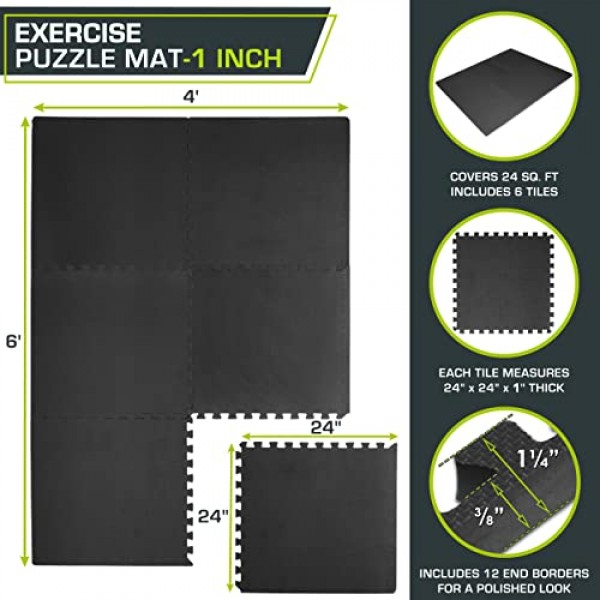 ProsourceFit Extra Thick Puzzle Exercise Mat 1, EVA Foam Interloc...