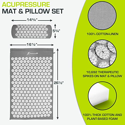 ProsourceFit Ki Acupressure Mat and Pillow Set with 100% Natural L...