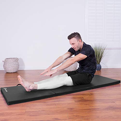 ProsourceFit Tri-Fold Folding Exercise Mat - Black