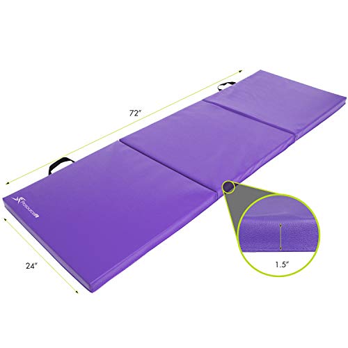 ProsourceFit Tri-Fold Folding Thick Exercise Mat 6’x2’ with Carryi...