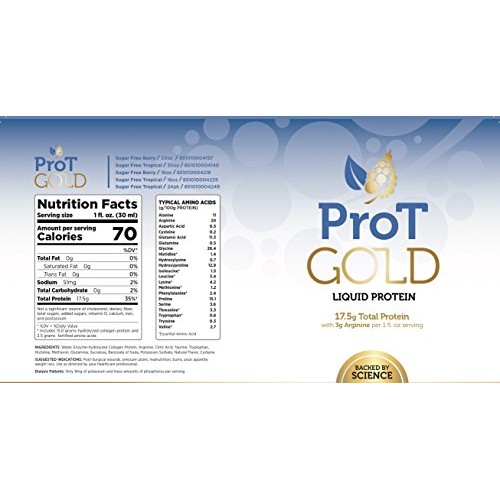 ProT GOLD - Berry Sugar Free Liquid Protein Shot - 16 1oz Anti Agi...