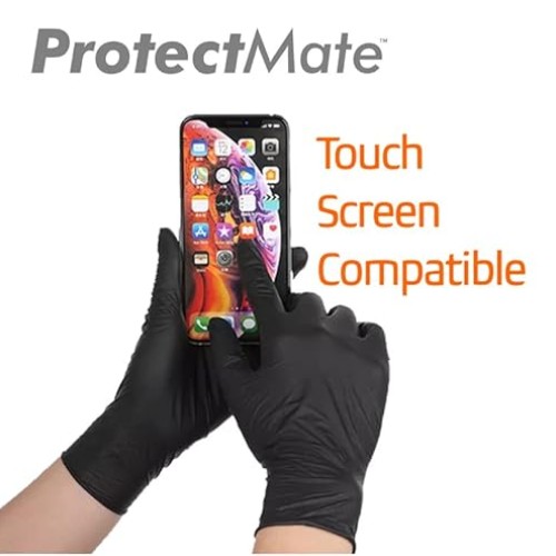 Protectmate Black Nitrile Disposable Gloves | 5 mil thickness | Po...