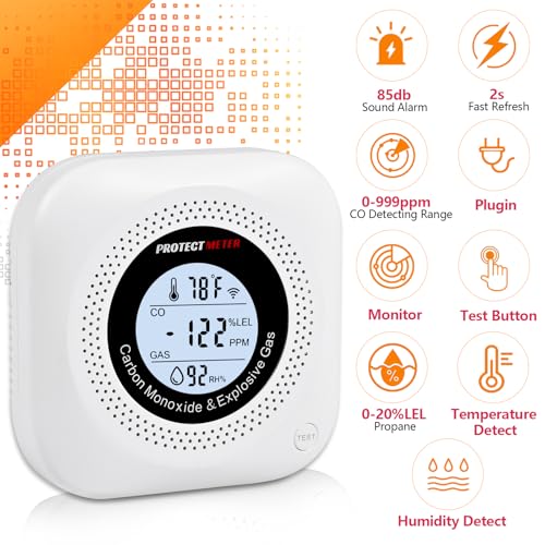 Carbon Monoxide Detectors, 4 in 1 Protectmeter Natural, Propane, M...