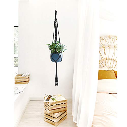 PROTITOUS Macrame Plant Hanger 3pcs Black Indoor Hanging Planter B...
