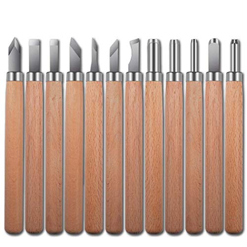 PRUGNA Wood Carving Tools Kit, HRC62 Carbon Steel Graver Set for K...