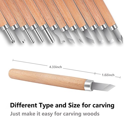 PRUGNA Wood Carving Tools Kit, HRC62 Carbon Steel Graver Set for K...