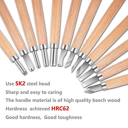 PRUGNA Wood Carving Tools Kit, HRC62 Carbon Steel Graver Set for K...