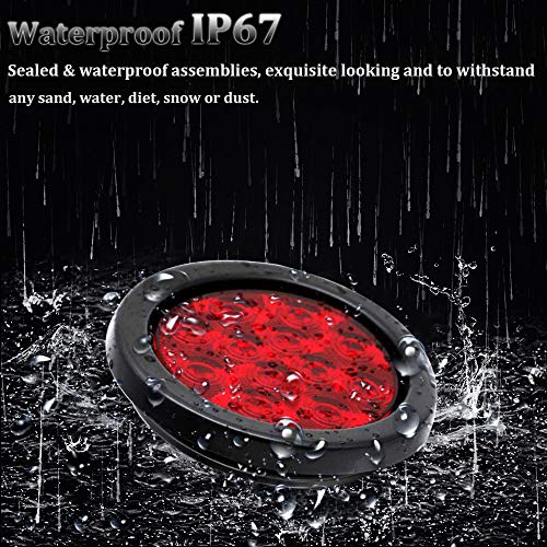 2pc 4 Round Red LED Trailer Tail Lights Turn Stop Brake Trailer L...