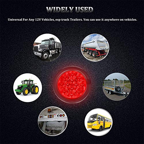 2pc 4 Round Red LED Trailer Tail Lights Turn Stop Brake Trailer L...