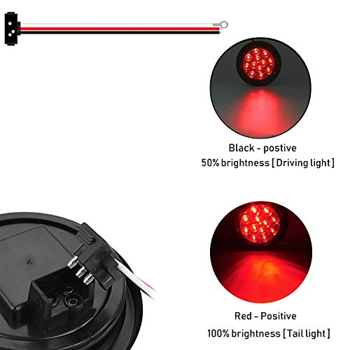 2pc 4 Round Red LED Trailer Tail Lights Turn Stop Brake Trailer L...