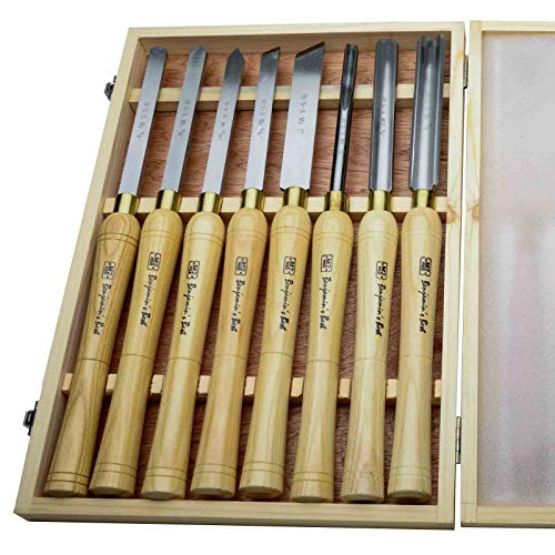 PSI Woodworking LCHSS8 Wood Lathe HSS Chisel Set, 8Piece
