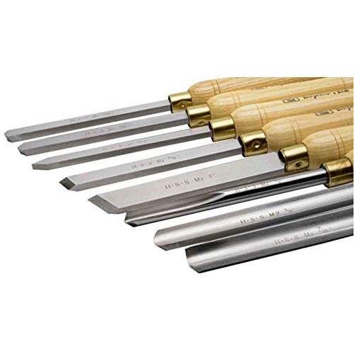 PSI Woodworking LCHSS8 Wood Lathe HSS Chisel Set, 8Piece