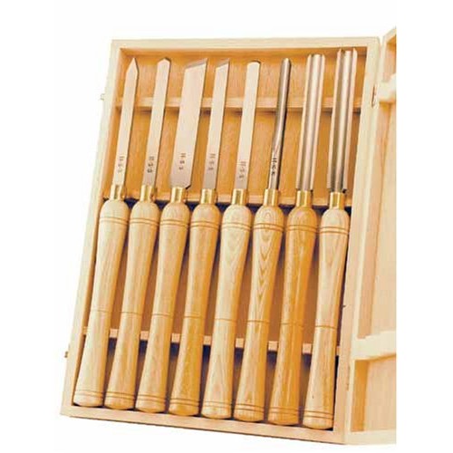 PSI Woodworking LCHSS8 Wood Lathe HSS Chisel Set, 8Piece