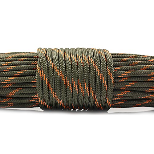 PSKOOK Survival Paracord Parachute Fire Cord Survival Ropes Red Ti...
