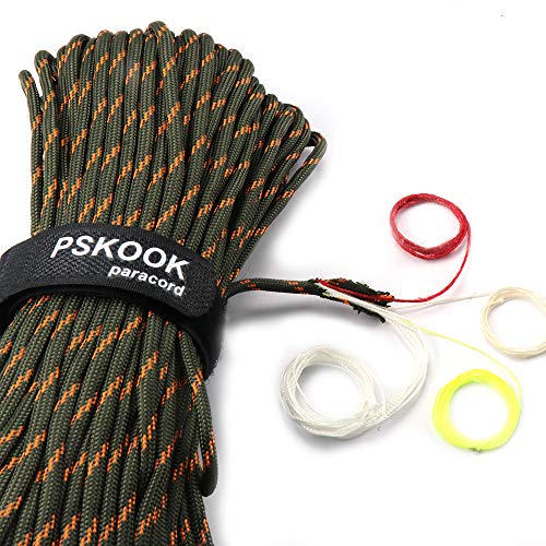 PSKOOK Survival Paracord Parachute Fire Cord Survival Ropes Red Ti...