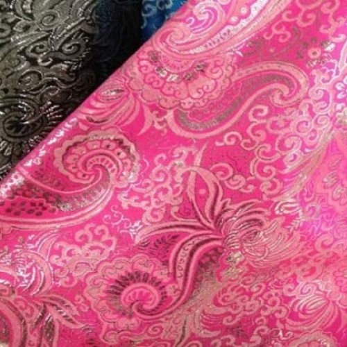 Pukido 50148cm Shining Jacquard Paisley Metallic Brocade Fabric fo...