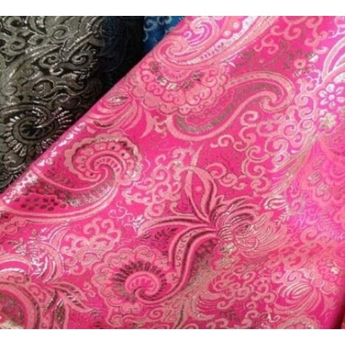 Pukido 50148cm Shining Jacquard Paisley Metallic Brocade Fabric fo...