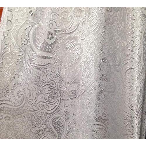 Pukido 50148cm Shining Jacquard Paisley Metallic Brocade Fabric fo...